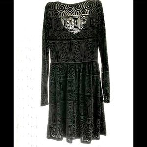 Aggie black burn-out velvet dress with long sleeves size smalll